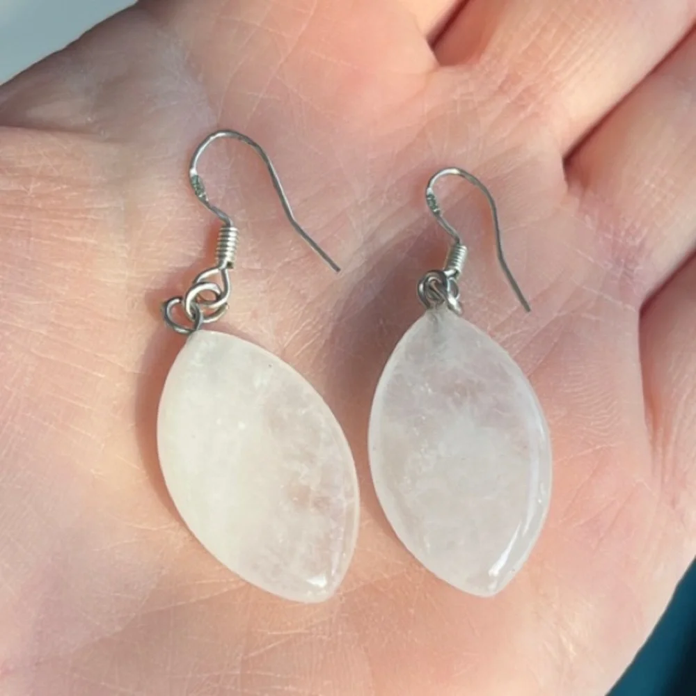 Elegant Silver and Quartz Drop Earrings - Picture 1 of 2